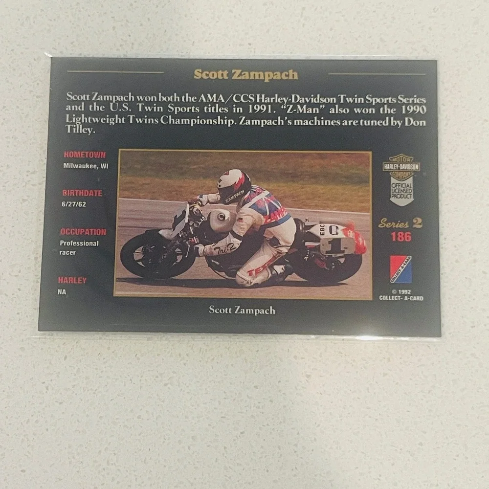 1992 Harley-Davidson Series 2 Scott Zampach #186 Trading Card Collect-A-Card